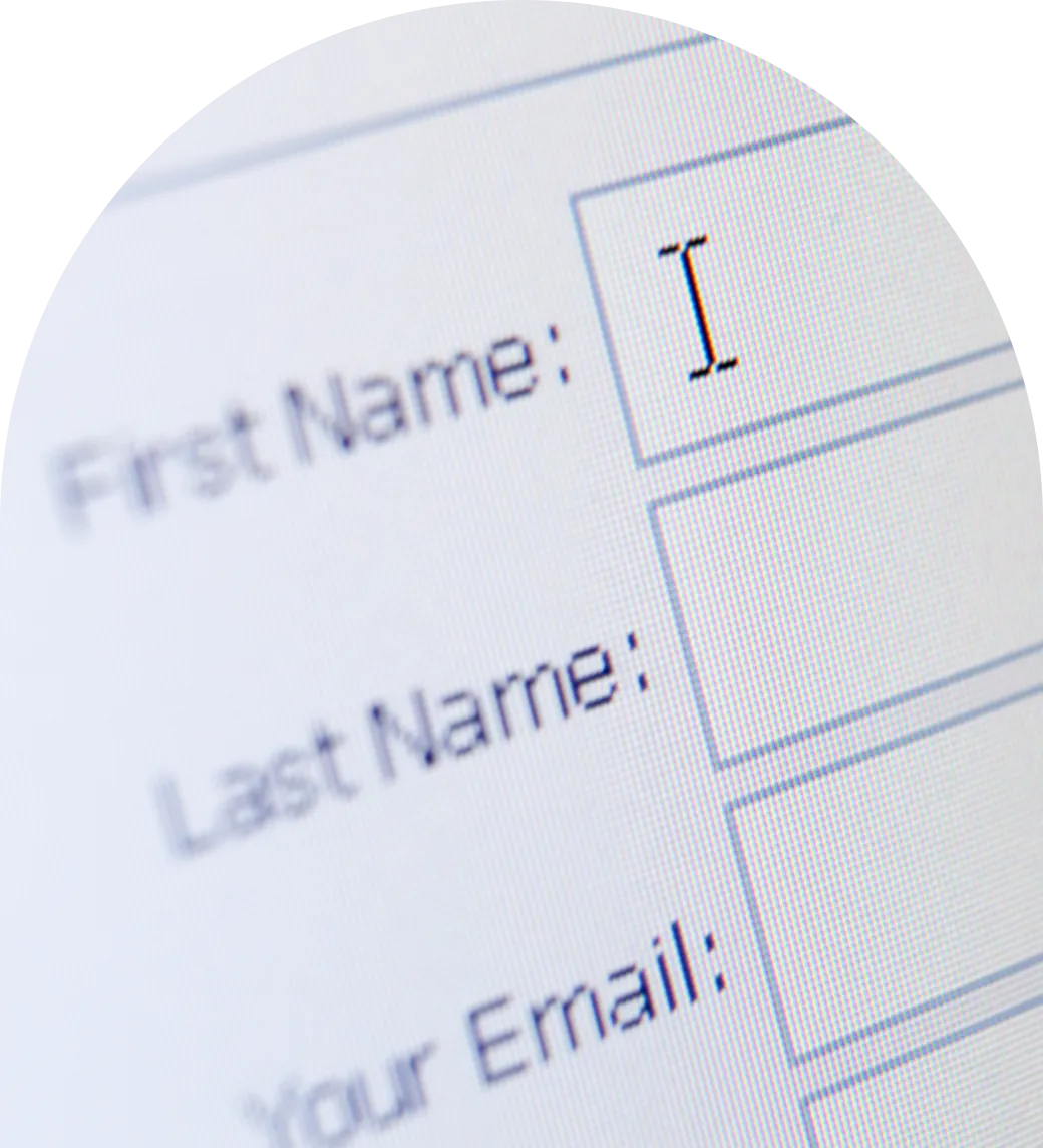close-up of an online contact form
